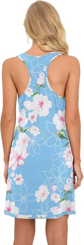 Miniatura 2 de PrinStory Camisones sin mangas para mujer, camisón de algodón con espalda cruzada para mujer