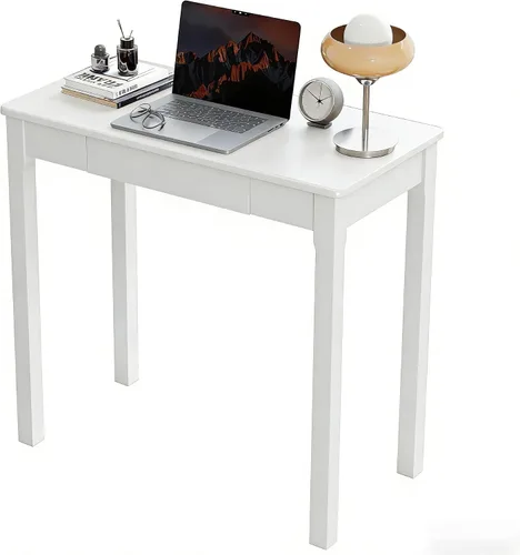 Miniatura 17 de Escritorio de madera maciza con cajones, escritorios estrechos simples de 24 x 16 pulgadas, mesa de estudio de madera de goma, escritorio pequeño