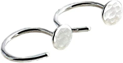 Miniatura 19 de Half Huggie Hammered Silver Disc Hoop Earrings for Women Tiny Cartilage Birthstone Stud Piercing Earring Hypoallergenic Screw Back Dainty Hug