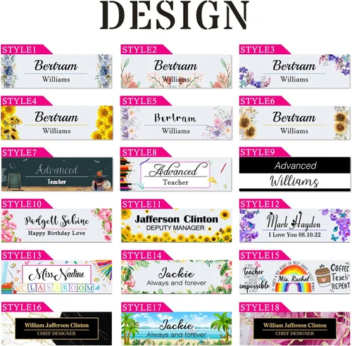 Miniatura 2 de Placa de nombre personalizada para escritorio, placas de nombre personalizadas para hombres y mujeres, diseño de girasol con logotipo de negocios