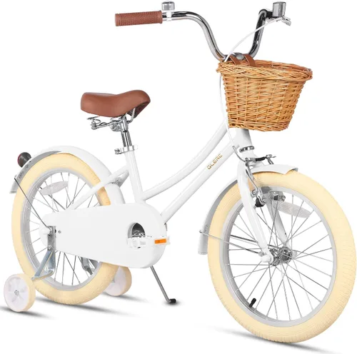 Miniatura 11 de Glerc Little Molly - Bicicleta de crucero retro para niños de 2 a 13 años de edad con cesta de mimbre y ruedas de entrenamiento/soporte, varios
