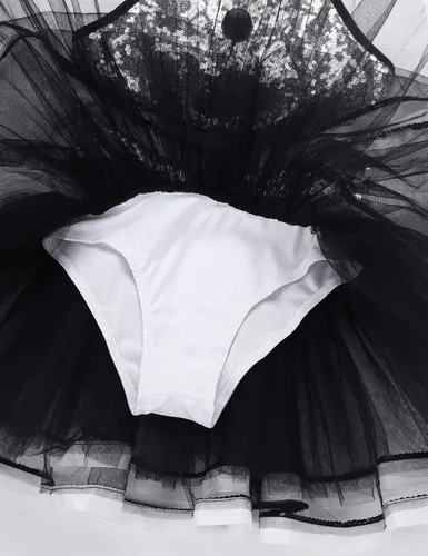 Miniatura 7 de Daenrui Vestido de baile con lentejuelas brillantes para niñas y niñas, con leotardo de ballet, falda tutú, jazz latino, moderno disfraz de baile