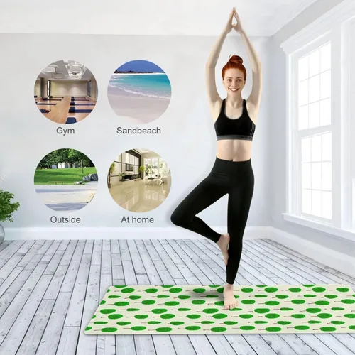 Miniatura 8 de Cartoon Tree Thin Yoga Mat with Bag, Non Slip Fitness Workout Mat, Foldable Suede Rubber Yoga Mat for Yoga Pilates and Fitness, 70.8" L x 26" W x 1mm