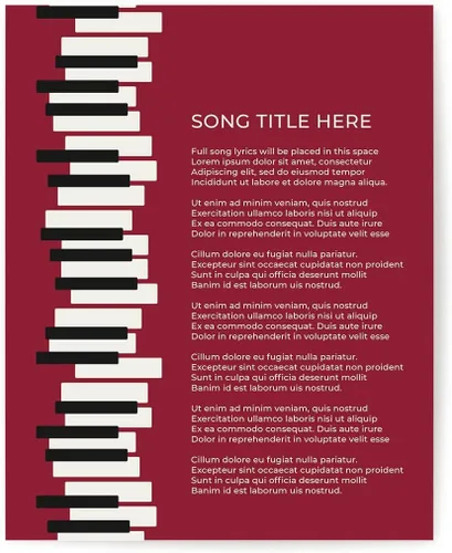 Miniatura 18 de Piano Keys Custom Songs Lyric Wall Art Print, Personalized Music Poster For Gallery Wall (Blue 11x14" Unframed Print)