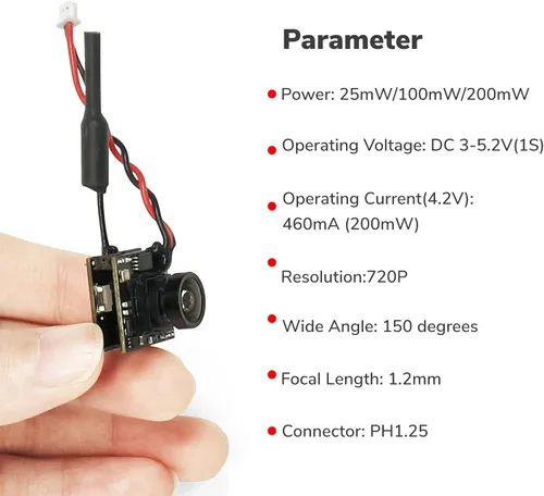 Miniatura 5 de ATA HOBBY Radiolink 5.8G 48CH Cámara inalámbrica de transmisión de imagen OSD para pantalla RC8X FPV, 800TVL 200mW FPV cámara para Radiolink F121