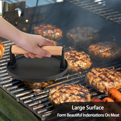 Miniatura 9 de Accesorios de BBQ - Cubierta de Cocción Redonda de Acero Inoxidable de 12 Pulgadas - Cúpula Derretidora de Queso Kit de Prensa de Parrilla Redonda