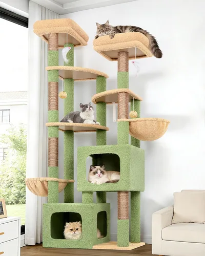 Miniatura 11 de Globlazer Árbol de gato resistente de 74 pulgadas para gatos grandes, torre de árbol alto de varios niveles para múltiples gatos adultos