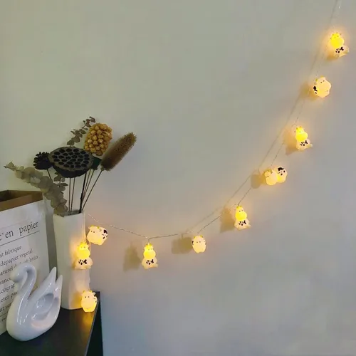 Miniatura 7 de Linda luz nocturna de vaca, de granja, con leche, vaca, funciona con pilas, 3M, 20 LED, decoración de hadas para niños, niñas, dormitorio