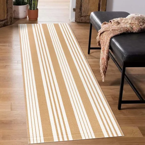 Miniatura 57 de Tapete para exteriores de rayas color negro y blanco, tapete tejido a mano lavable a máquina para interiores, porche, entrada, sala, pasillo, Rayas