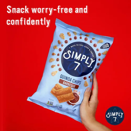Miniatura 6 de Simply 7, Chips de quinua, barbacoa, barbacoa, 3.5 onzas, paquete de 8, sin OMG, sin frutos secos, vegetariano, vegano, bajo en grasa, bajo