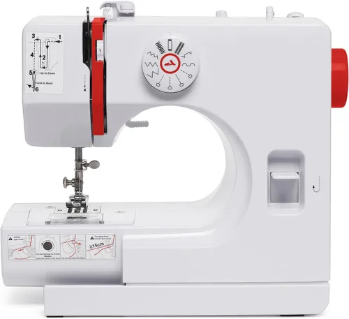 Miniatura 8 de Mini máquina de coser eléctrica para principiantes, máquina de coser portátil para niños y adultos, luces integradas, 12 puntadas y costura inversa