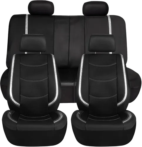 Miniatura 17 de FH Group - Juego completo de fundas para asientos de auto de cuero sintético, ajuste universal, para asientos frontales con respaldo bajo, Rosa