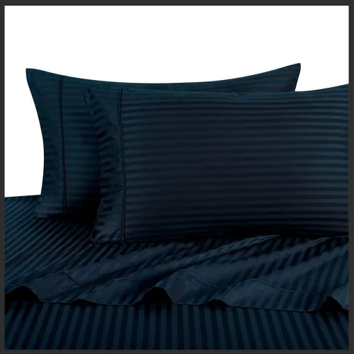 Miniatura 7 de Royal Hotel Bedding Funda de edredón de 300 hilos, 3 piezas, color dorado a rayas, 100% algodón