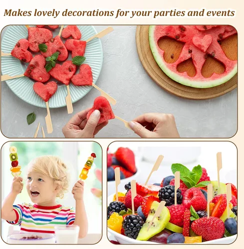 Miniatura 6 de Minatee 3000 piezas de pinchos de bambú para aperitivos, palillos de dientes, brochetas anchas de madera para brochetas de cóctel, kababs de frutas