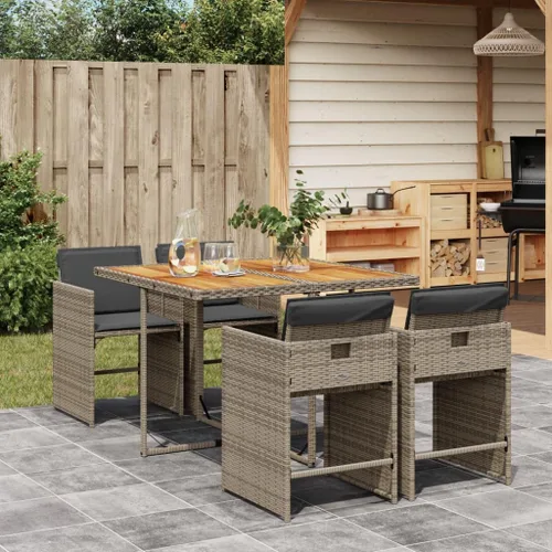 Miniatura 37 de 11-Piece Brown Poly Rattan Patio Dining Set with Cream Cushions Outdoor Furniture Foldable Chairs Tempered Glass Table for Garden Backyard Patio