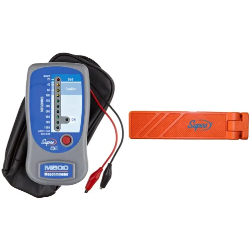 Miniatura 8 de Supco Probador de aislamiento M500/megohmímetro electrónico con funda de transporte suave y controlador de impacto, juego de enchufes de impacto 7
