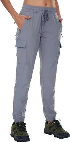 Arunlluta Pantalones de senderismo para mujer, ligeros, de secado rápido, con bolsillos, resistentes al agua, pantalones de viaje