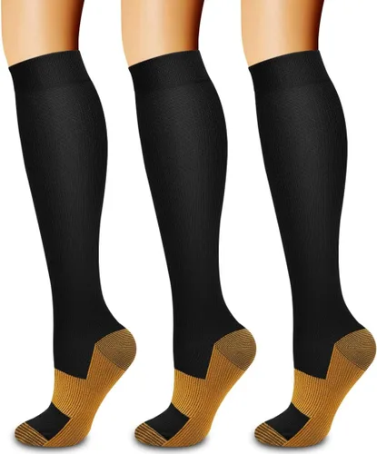Miniatura 29 de Paquete de 3 pares de calcetines de compresión médica para mejorar la circulación de mujeres y hombres, para correr, hacer deporte y amamantar