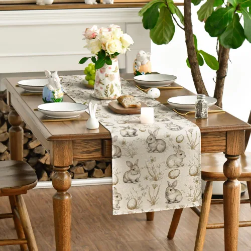 Miniatura 3 de Artoid Mode Camino de mesa de Pascua floral de 7.33 oz/m² (7.41 oz/m²), flores de primavera de temporada, decoración de mesa de comedor