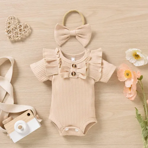 Miniatura 11 de Aalizzwell Body de manga corta para bebé niña con pantalones cortos acanalados