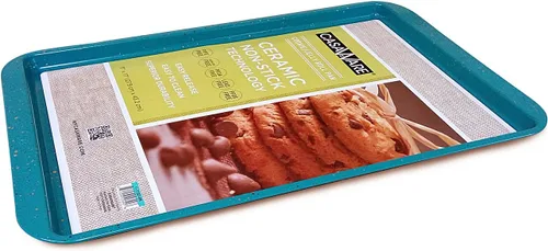 CasaWare Sartén antiadherente con revestimiento de cerámica para galletas/gelatina de 11 x 17 pulgadas (granito azul)