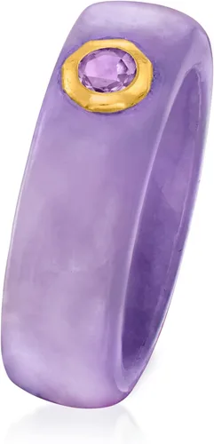 Miniatura 3 de Ross-Simons Anillo de jade lavanda y amatista de 0.20 quilates con oro de 14 quilates