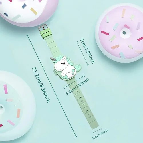 Miniatura 5 de Reloj de unicornio para niños para niñas pequeñas, tiempo de aprendizaje 3D lindo diseño de concha de dibujos animados niños reloj LED digital