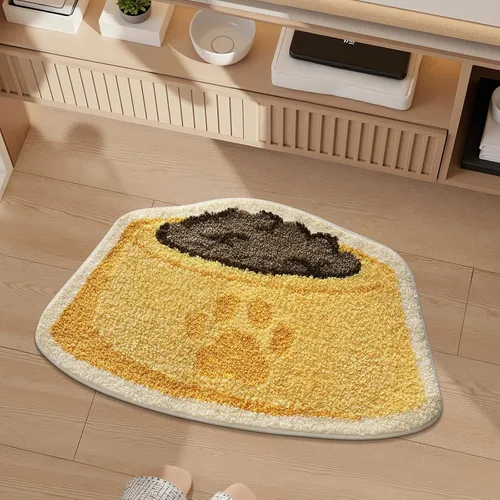Miniatura 8 de Ankah Tapete para ducha, bañera, baño, alfombra de baño, antideslizante, absorbente, diseño adorable con imagen de gato, tapete suave seco, Beige