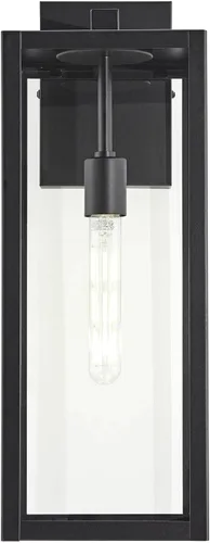 Miniatura 5 de John Timberland Titan - Lámpara de pared industrial moderna para exteriores, metal negro místico, 20 pulgadas, vidrio transparente, húmedo