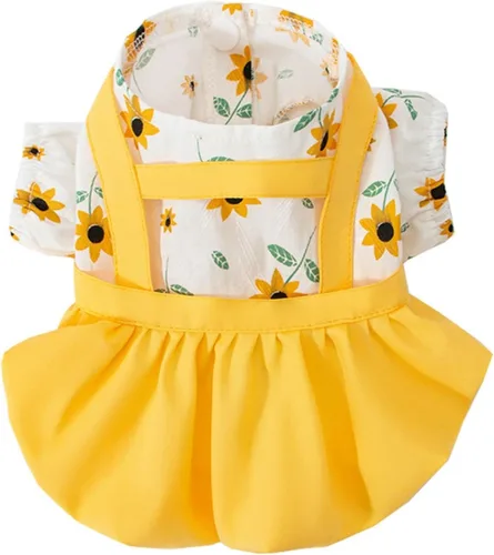 Miniatura 8 de Vestido para perro con manga abombada, amarillo limón, girasol, piña, a cuadros, ropa de verano para perros pequeños y niñas