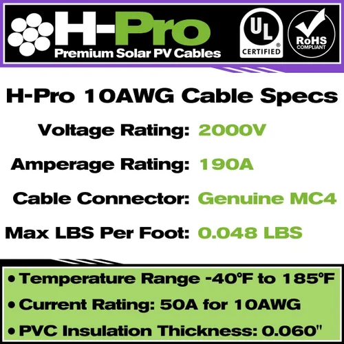 Miniatura 4 de Cables de extensión solar de 10 AWG de 35 pies con conectores macho y hembra, 2000 V, resistente a la intemperie, certificación UL, cumple con RoHS