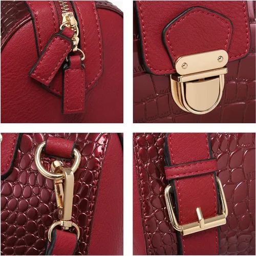 Miniatura 6 de Dasein - Bolso de mano para mujer, diseño de barril, cuero vegano, bolso de hombro, con asa superior, a la moda, bolso de trabajo