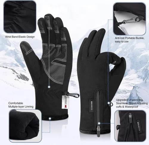 Miniatura 5 de Balhvit -10℉ Waterproof Winter Gloves for Men & Women, 5-Layer Ski & Snow Gloves for Cold Weather, Breathable Warm Gloves with Touch Screen Fingers