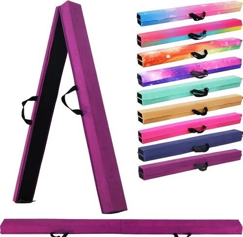 Viga de equilibrio plegable de 6 pies/9 pies para niños de 3 a 15 años - Viga de suelo de gimnasia plegable, antideslizante, bolsa de transporte,