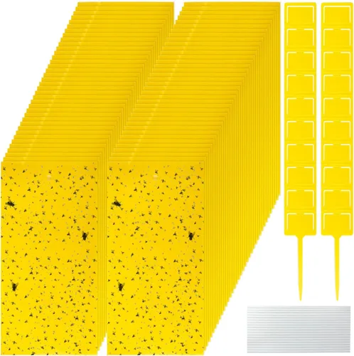 Miniatura 8 de Qualirey 200 trampas adhesivas amarillas de 7.87 x 9.84 pulgadas para mosquitos de plantas, trampas adhesivas de doble cara para moscas de la fruta