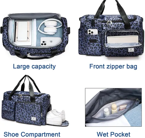 Miniatura 96 de Pequeña bolsa de gimnasio para mujer, bolsa de viaje con compartimento para zapatos