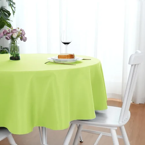 Miniatura 5 de FOLINS&HOME Mantel redondo de poliéster verde manzana de 48 pulgadas impermeable de alta resistencia sin arrugas, tela circular para mesa, a prueba