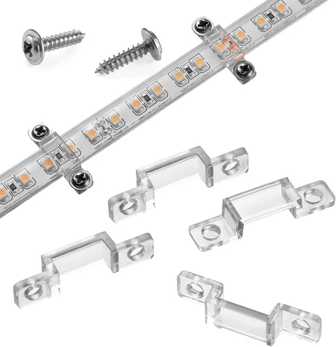 Miniatura 9 de MMSD Paquete de 100 soportes de montaje de tira de luz LED con 102 tornillos para tira de luz impermeable IP65 de 0.394 in de ancho