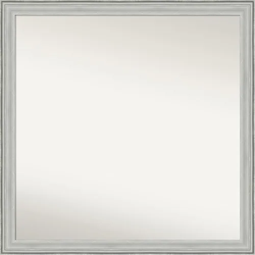 Miniatura 326 de Amanti Art Espejo de baño plateado para sobre fregadero, 25 x 25 pulgadas, espejo de tocador cuadrado estrecho de níquel cepillado, marco de madera