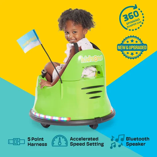 Miniatura 3 de Kidzone Automóvil chocón WiFi para niños pequeños y niños de 1,5 a 6 años, juguete eléctrico de 12 V con 2 velocidades, juguete chocón para montar