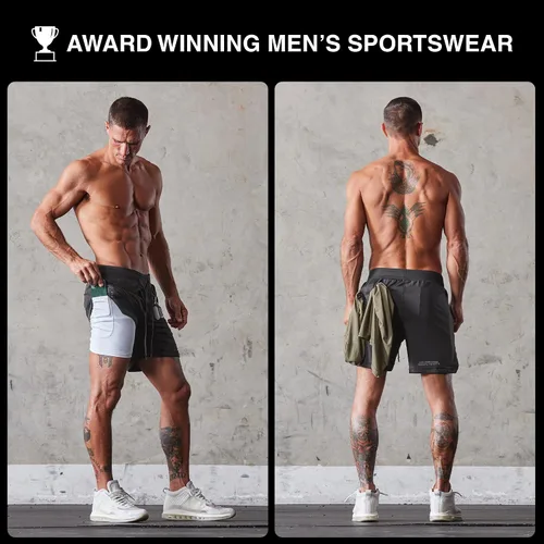 Miniatura 5 de Born Tough Pantalones cortos de entrenamiento de gimnasio para hombre, entrepierna de 7 pulgadas, pantalones cortos de culturismo atléticos