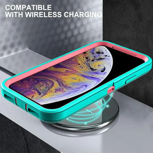 Miniatura 6 de YKHJKLEC Funda para iPhone Xs Max, grado militar 3 en 1, resistente a los golpes, a prueba de caídas, polvo con 2 protectores de pantalla de vidrio