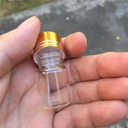 Miniatura 7 de 24 botellas de cristal de 0.2 fl oz con tapas de rosca de aluminio dorado vacías aceite esencial azafrán píldora polvo líquido joyería frascos