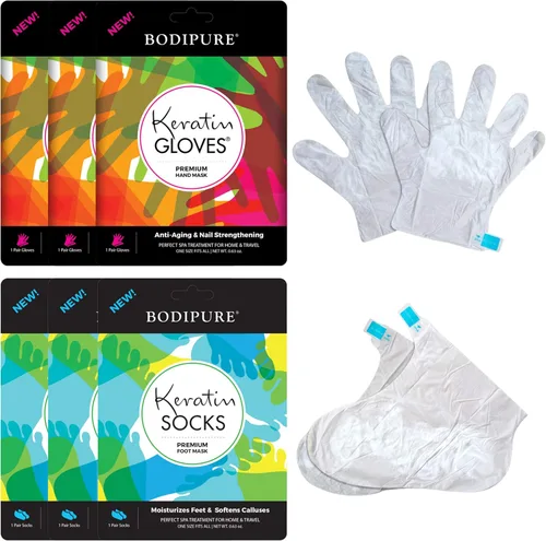 Miniatura 8 de Bodipure Máscara prémium para manos y pies Guantes y calcetines hidratantes Kertain Hidratante manos secas y apagadas, talones agrietados