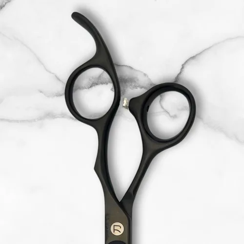 Miniatura 3 de Tijeras para profesionales del corte de pelo, acabado negro mate, de larga duración, borde afilado para cortes de cabello fáciles, acero inoxidable