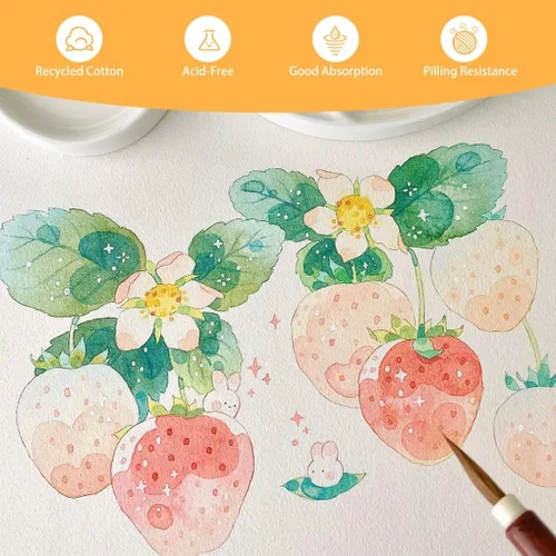 Miniatura 3 de 50 hojas de papel de acuarela a granel de 5 x 7 pulgadas, prensa en frío, papel grueso de algodón blanco para niños, estudiantes, artistas, pintura