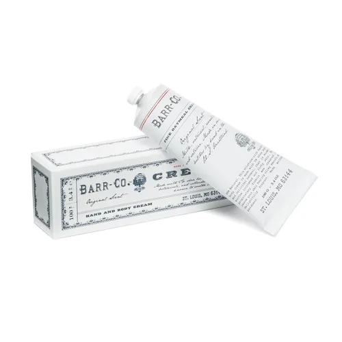 BARR-CO. Original Scent - Crema de manos de manteca de karité para mujeres y hombres, crema hidratante de manos tranquila de avena lechosa, vainilla
