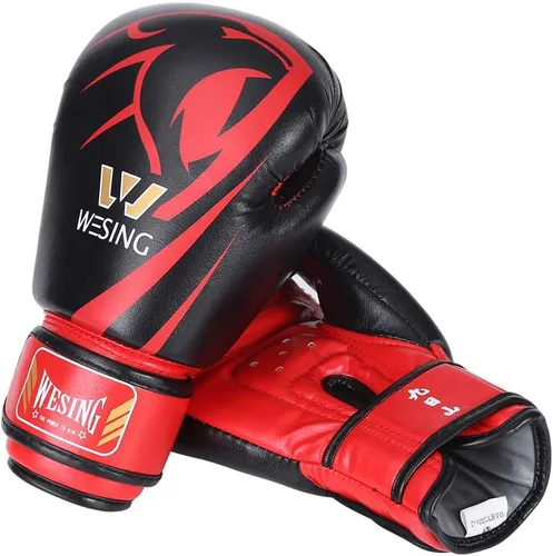 Miniatura 2 de Wesing - Guantes de boxeo profesionales para hombres y mujeres, guantes de boxeo para kickboxing, guantes de entrenamiento para adultos y niños Rojo