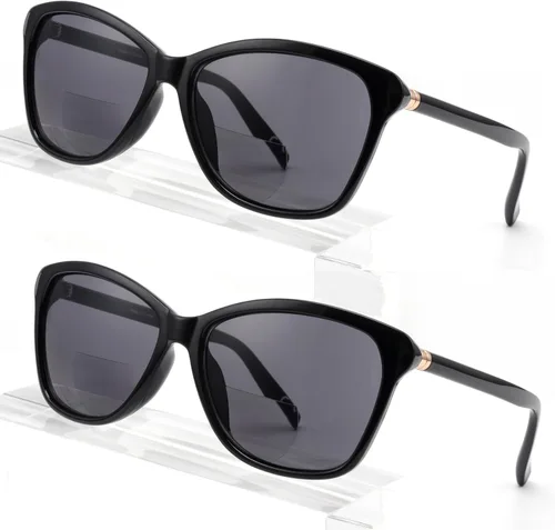 Miniatura 8 de Gafas de sol bifocales de lectura premium para mujeres, lectores de sol retro Cateye con protección UV400, tonos clásicos negro y tortuga