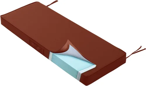 Miniatura 10 de Cojín de banco para exteriores, de espuma viscoelástica, de 4 pulgadas, impermeable, para muebles de patio, porche, columpio con asa y correa